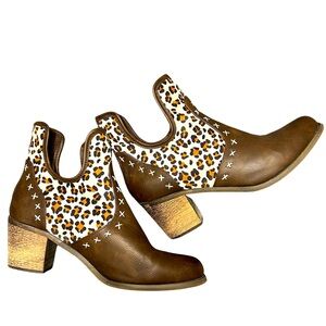 Jolimall Cheetah Print Ankle Boots